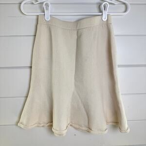St. John Wool Mini Skirt Womens 2 Cream Knit Pull On A Line